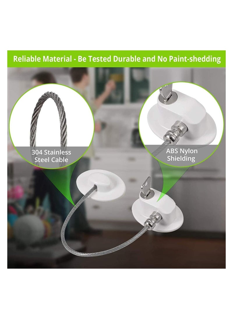 SYOSI 2 Pack Fridge Locks Refrigerator Lock, Freezer Locks with 4 Keys Baby Safety Door Lock Window Locks Strong 3M Adhesive No Drill Childproof Lock Fridge Door Cabinet Drawer Locks -White  - Image 4
