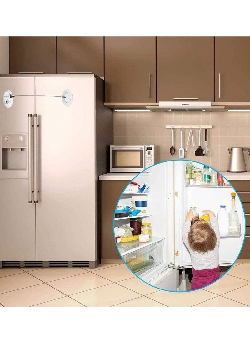 SYOSI 2 Pack Fridge Locks Refrigerator Lock, Freezer Locks with 4 Keys Baby Safety Door Lock Window Locks Strong 3M Adhesive No Drill Childproof Lock Fridge Door Cabinet Drawer Locks -White  - Image 5