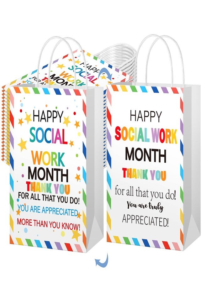 Gilprop 24 Pcs Social Work Month Appreciation Gifts Bags Bulk Double Sided Designs Treat Candy Goodie Bags Gift Wrapping for Social Workers Month Party Favors Volunteer Graduation Travel Gifts - Image 1