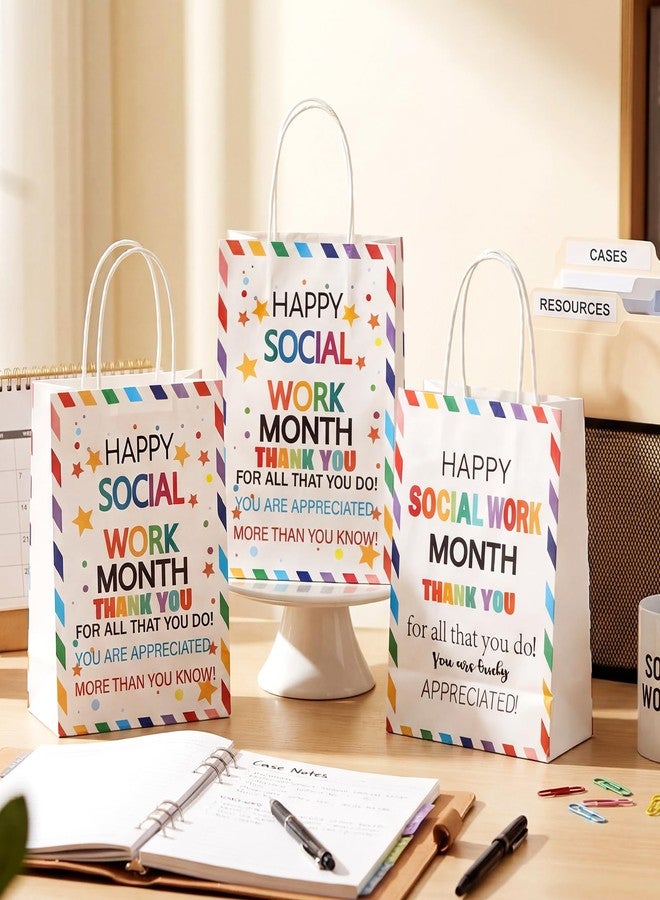Gilprop 24 Pcs Social Work Month Appreciation Gifts Bags Bulk Double Sided Designs Treat Candy Goodie Bags Gift Wrapping for Social Workers Month Party Favors Volunteer Graduation Travel Gifts - Image 4
