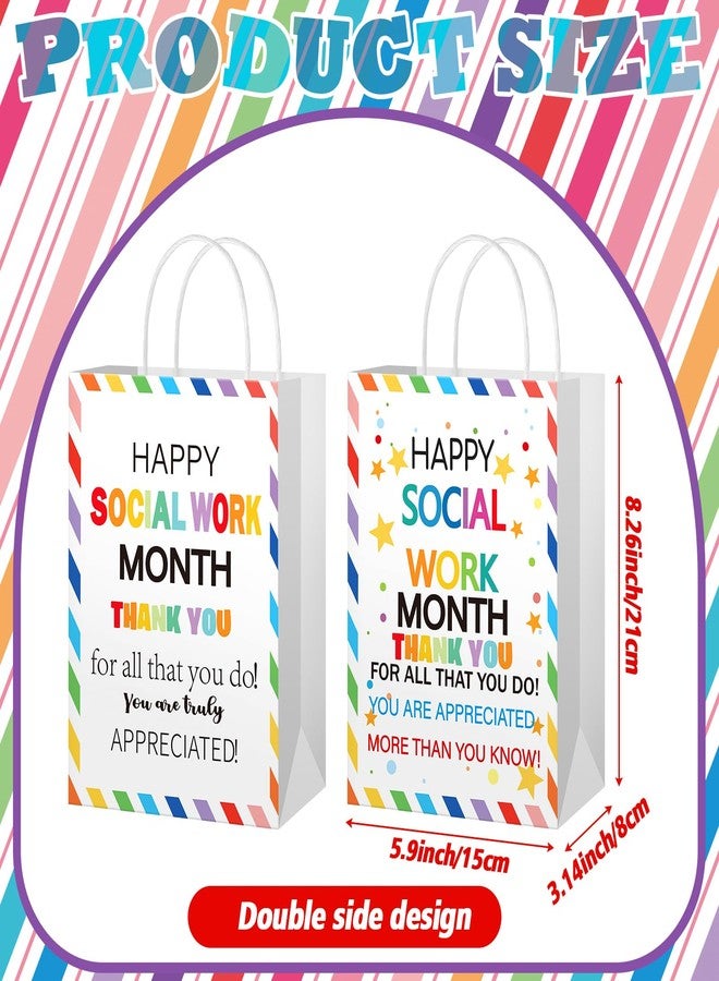 Gilprop 24 Pcs Social Work Month Appreciation Gifts Bags Bulk Double Sided Designs Treat Candy Goodie Bags Gift Wrapping for Social Workers Month Party Favors Volunteer Graduation Travel Gifts - Image 2