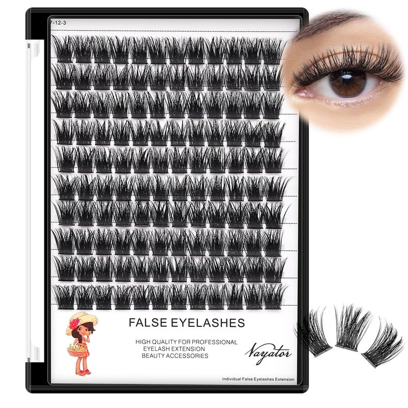 Vayator False Eyelash, Wide Cluster D Curl Individual Eyelashes Extension, 120pcs Per Pack, Various Lengths, Soft, Comfortable, Cruelty Free, Synthetic - Image 1