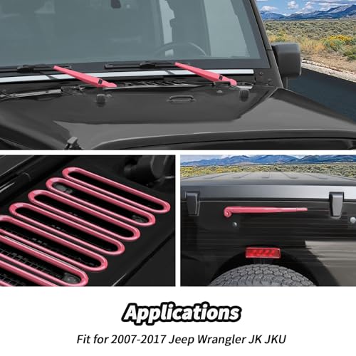 JeCar 10pcs Pink Windshield Wiper Covers Trim Kit for 20072018 Jeep Wrangler JK Exterior Accessories - Image 3