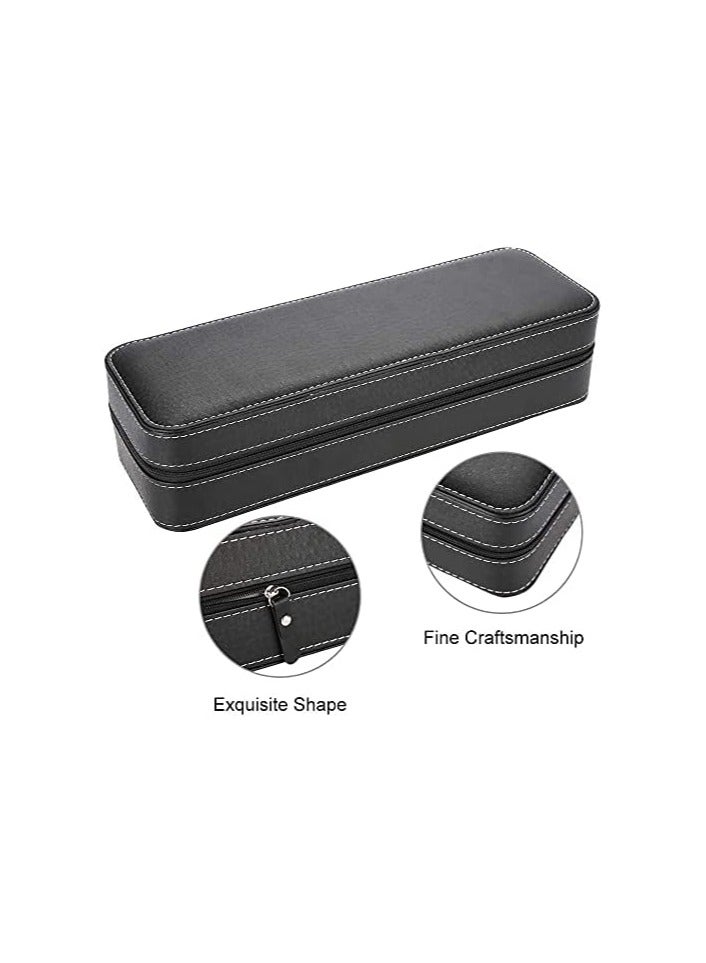 BLOOMING TIME Portable 6-Slot Zipper Watch Case – PU Leather Travel Storage Organizer for Watch Collection - Image 2