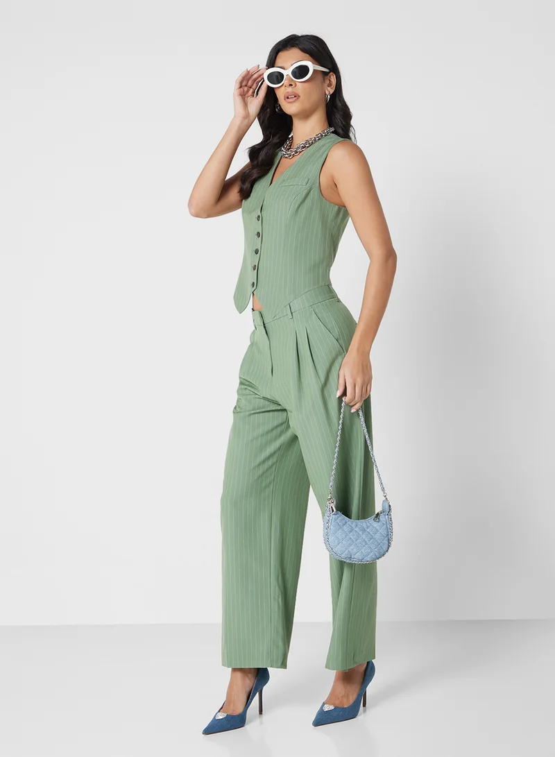 VERO MODA Pinstripe Button Detail Waistcoat
