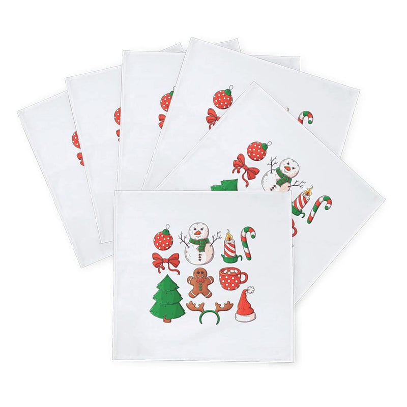 Khakee 6 Pcs Christmas Theme Silk Table Napkins 10x 10 for Xmas Decoration Christmas OrnamentsChristmas Giftxmas21524 - Image 2