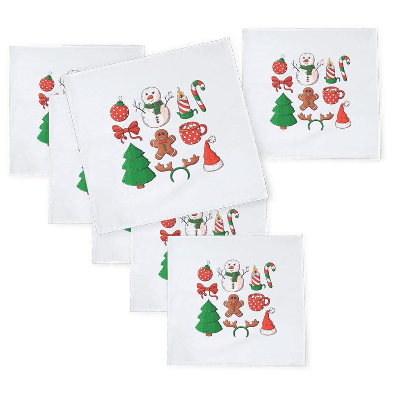 Khakee 6 Pcs Christmas Theme Silk Table Napkins 10x 10 for Xmas Decoration Christmas OrnamentsChristmas Giftxmas21524 - Image 1