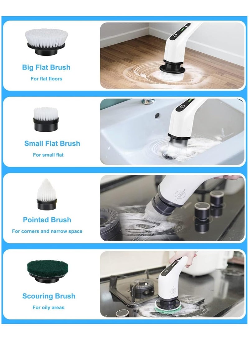 Beauenty Electric Carpet Cleaner Brush, Cordless Sofa Cleaning Brush for Home with 9 Replaceable Heads 400RPM 90mins Working Time, Adjustable for Bathroom, Shower, Tub, Glass, Car, 3 Sizes - Image 2