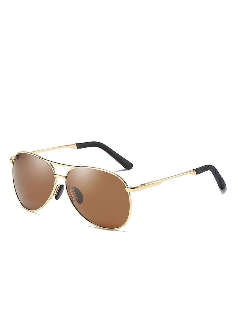 HDCRAFTER Men's Full Frame Polarized UV400 Pilot Frame Sunglasses - Image 1