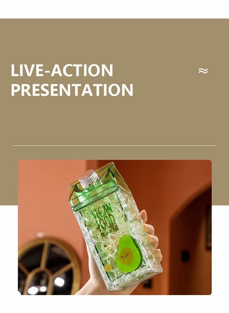 Excefore Crushed Ice Cup, Double-layer Thickened Refrigerator Cold Storage Cup Straw Gel Quicksand Iced Cup Crushed Ice Cup, Creative Milk Carton Summer Student Drinking Outdoor Water Ice Cup - Image 2