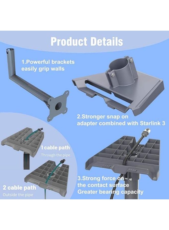 Starlink Gen 3 (V3) Standard Long Wall Mount Kit with Pipe Adapter - Image 3