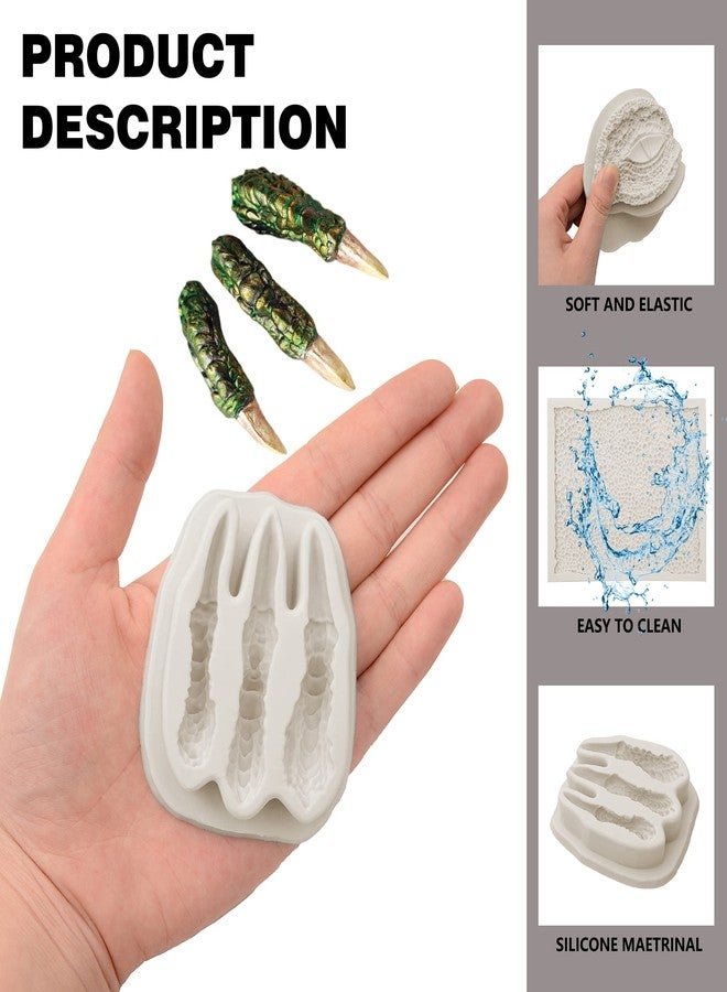 MUYULIN Dragon Fondant Molds (3 Pack), Silicone Dragon Eyes Dinosaur Claws Skin Candy Mold for Baking Dragon Themed Christmas Cake, Chocolate, Cupcake Decoration, Polymer Clay, Resin, Gypsum - Image 3
