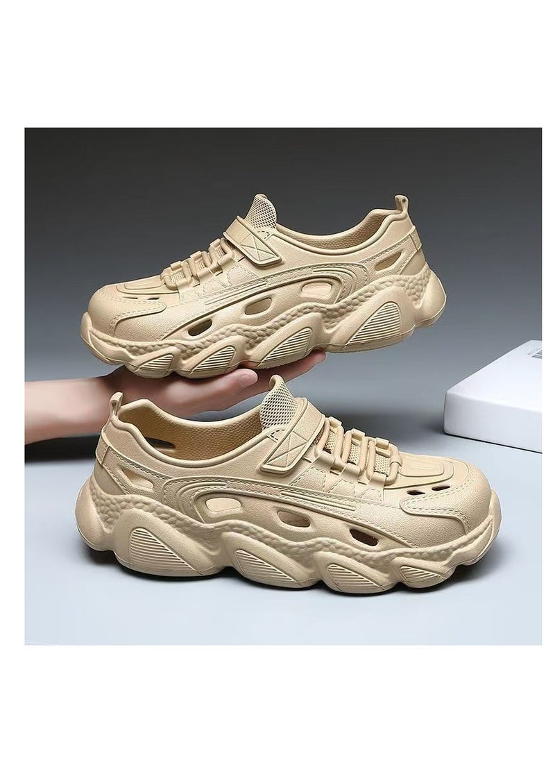 general Men's and Women's Same Style Outdoor Hole Shoes Summer Thick Sole Water Shoes Leisure Sports Shoes Trekking Shoes, soft, can be worn outside, no smelly feet, 3.5cm thick sole, simple, fashionable, men's and women's same style, EVA material - beige - Image 4