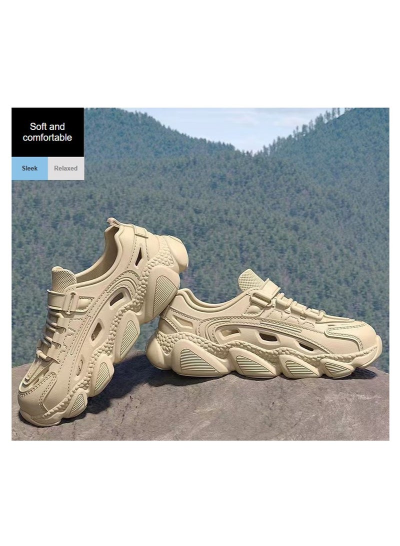 general Men's and Women's Same Style Outdoor Hole Shoes Summer Thick Sole Water Shoes Leisure Sports Shoes Trekking Shoes, soft, can be worn outside, no smelly feet, 3.5cm thick sole, simple, fashionable, men's and women's same style, EVA material - beige - Image 5