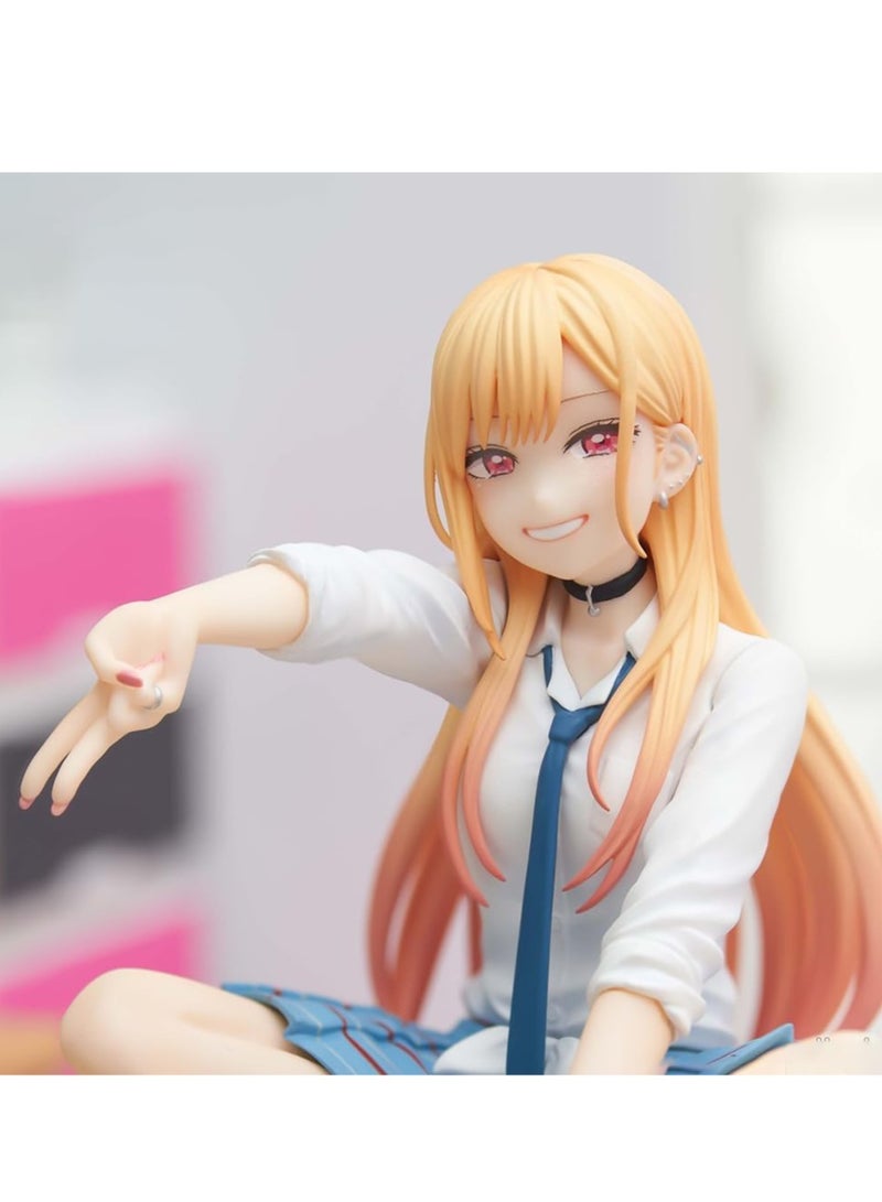 Anime My Dress Up Darling Figure Kitagawa Marin Figurine Manga Character Kitagawa Marin Statue 10cm PVC School Uniform Style Sitting Model Desktop Decoration Collectible for Fans  - Image 3
