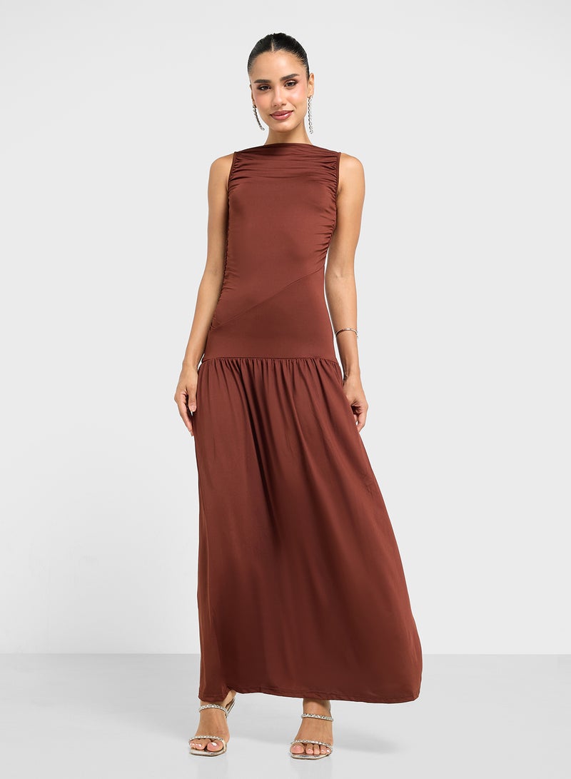 Ginger Sleeveless Brown Maxi Dress  - Image 4