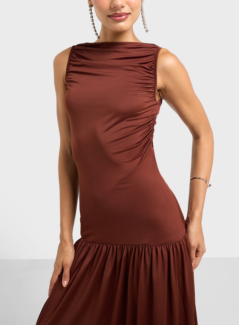 Ginger Sleeveless Brown Maxi Dress  - Image 3