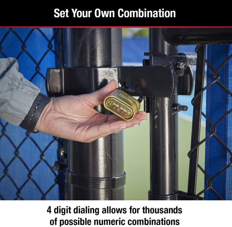 Master Lock 175LH Set Your Own Combination Padlock with Extra Long Shackle - Brass Finish - Image 3