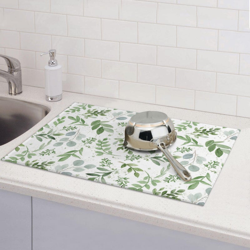 Vodbne Sage Green Dish Drying Mat for Kitchen Counter Microfiber Absorbent, Spring Dish Draining Mat Aesthetics Kitchen Decor Extra Large 18"x24" (Green, 18x24in) - Image 4