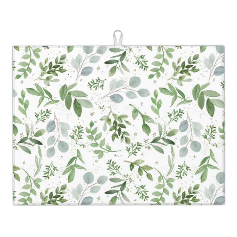 Vodbne Sage Green Dish Drying Mat for Kitchen Counter Microfiber Absorbent, Spring Dish Draining Mat Aesthetics Kitchen Decor Extra Large 18"x24" (Green, 18x24in) - Image 1