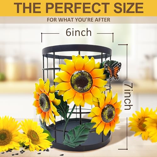 Taesun Sunflower Utensil Holder Farmhouse Kitchen Counter Decor Organizer for Countertop Metal Cooking Tools Kitchen Gifts Utensil Caddy - Image 3