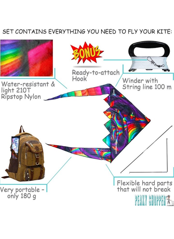 SHAPE UP Single Line Big Beautiful Kite Outdoor Flying 1.6 m 1 String Line with Handle Winder Storage Bag Pack and Go Kite Toys Sport Easy to Fly for Kids Adults  - Image 2