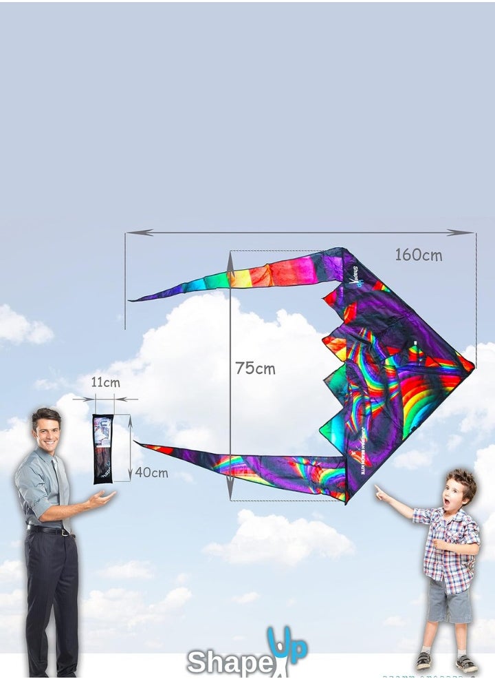 SHAPE UP Single Line Big Beautiful Kite Outdoor Flying 1.6 m 1 String Line with Handle Winder Storage Bag Pack and Go Kite Toys Sport Easy to Fly for Kids Adults  - Image 4