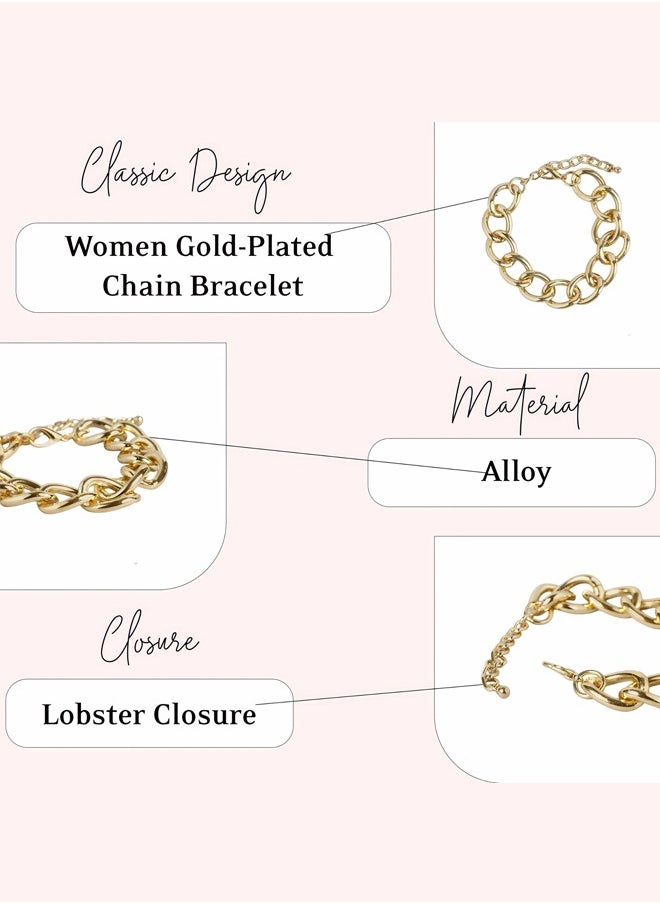 Just Peachy Just Peachy Women Gold-Plated Chain Bracelet, Elegant & Adjustable Design, Hypoallergenic & Premium Quality Gold-Plated Jewelry, Perfect for Everyday Wear or Special Occasions  - Image 4