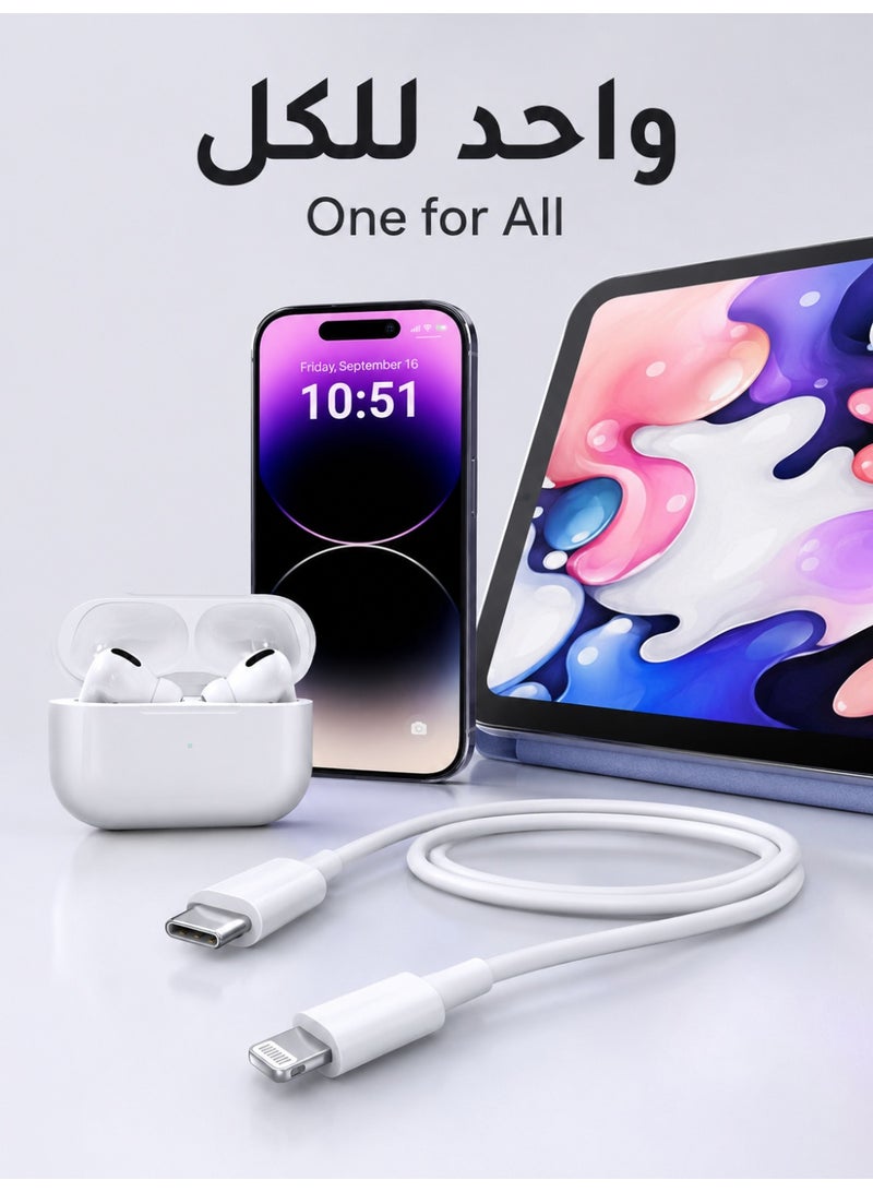 ZapLin iPhone Charger Cable 1M USB C to Lightning 20W Fast Charging for iPhone 14/13/12/11/X/8 Series iPad - Image 2