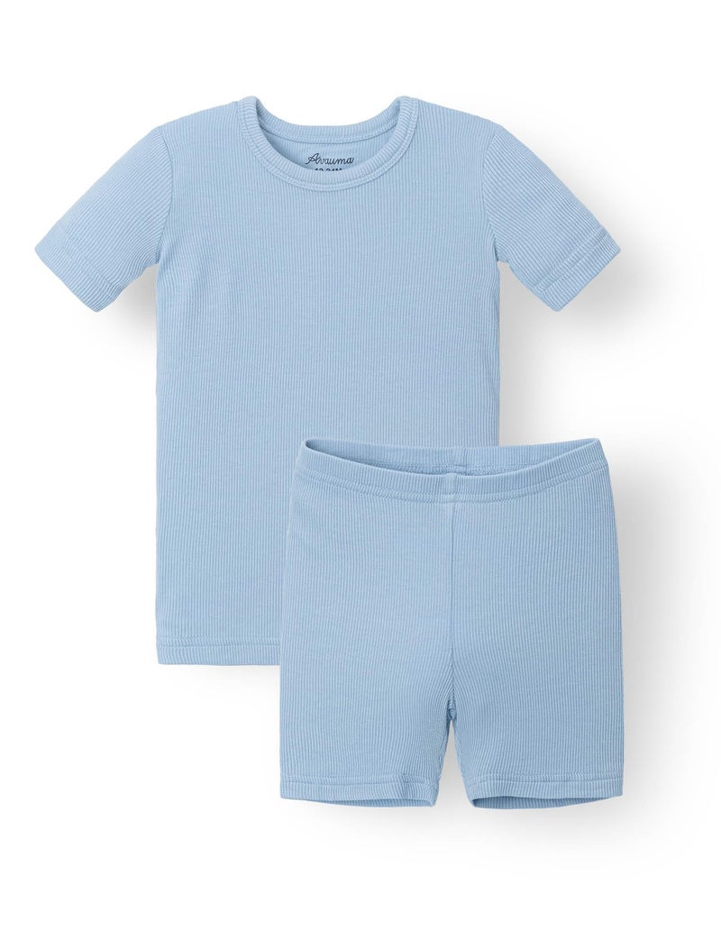 AVAUMA Newborn Baby Little Boys Girls Snug-Fit Pajamas Summer Short Sets Pjs Kids Clothes (M/Sky Blue) - Image 1