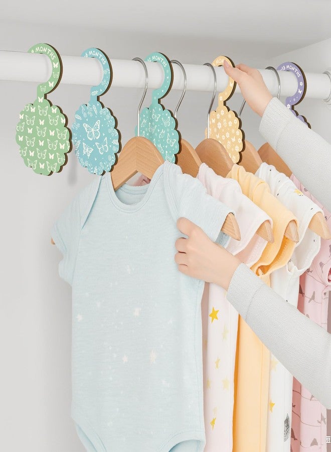 MCIAONE Baby Clothes Dividers for Closet - Set of 8 Wooden Baby Size Closet Dividers Newborn to 24 Months, Newborn Organizer for Girls, Floral Butterfly Baby Nursery Decor Kit Newborns Gift Baby Shower - Image 5
