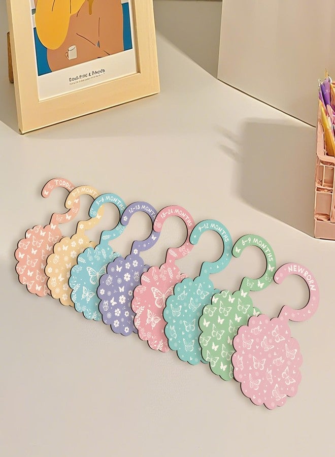 MCIAONE Baby Clothes Dividers for Closet - Set of 8 Wooden Baby Size Closet Dividers Newborn to 24 Months, Newborn Organizer for Girls, Floral Butterfly Baby Nursery Decor Kit Newborns Gift Baby Shower - Image 4