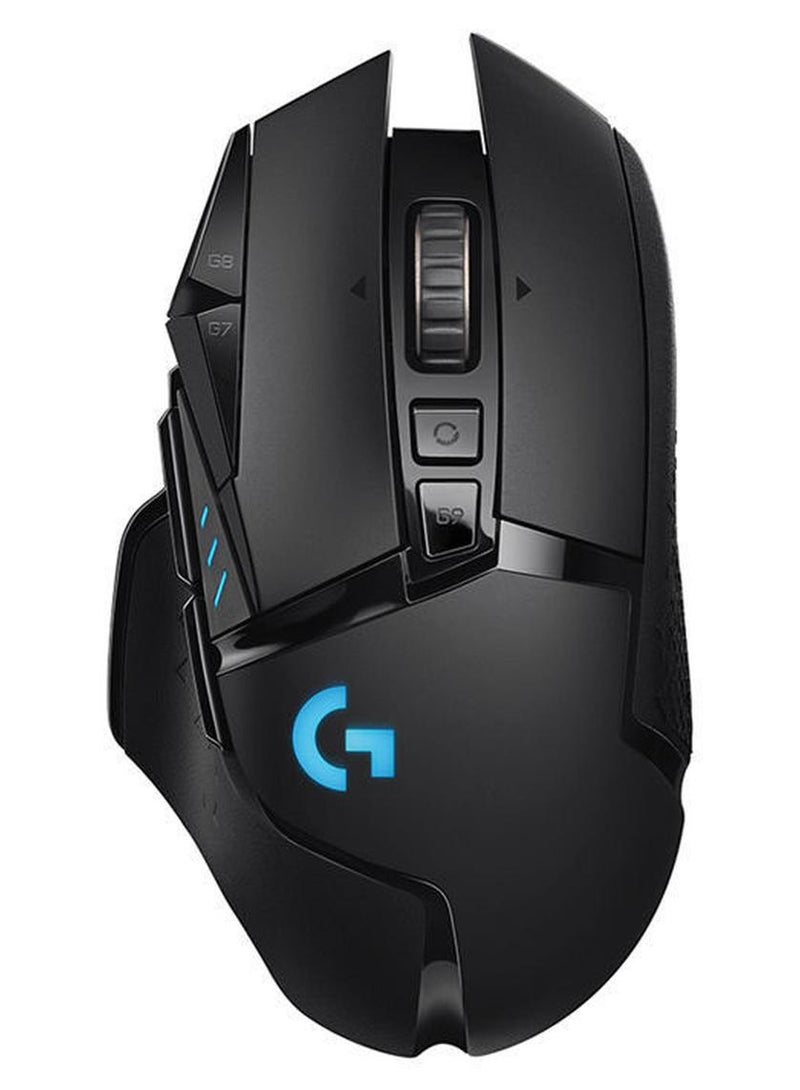لوجيتيك ماوس الألعاب اللاسلكي Logitech G502 Lightspeed، مستشعر Hero 25K، 25600 نقطة في البوصة، RGB، أوزان قابلة للتعديل، 11 زرًا قابلاً للبرمجة، عمر بطارية طويل، ذاكرة داخلية، جهاز كمبيوتر / ماك - أسود - Image 1