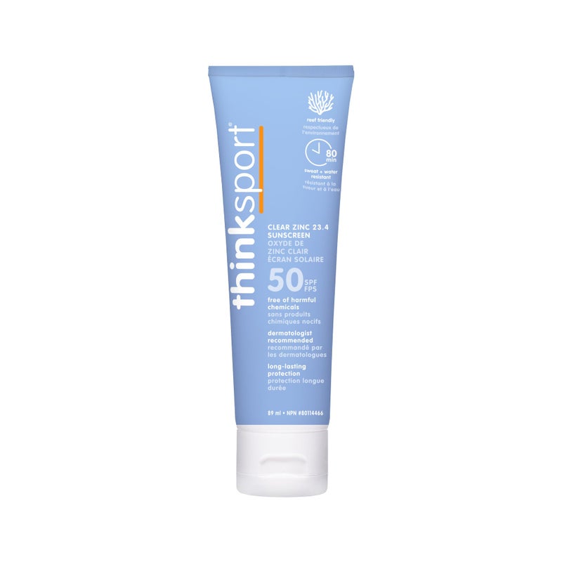 Thinksport SPF 50+ Mineral Sunscreen with Clear Zinc Oxide, 3 Fl Oz â€“ Safe, Natural, Water Resistant, Broad Spectrum UVA/UVB Sun Screen for Sun Protection â€“ Vegan, Reef Safe Sunscreen - Image 1