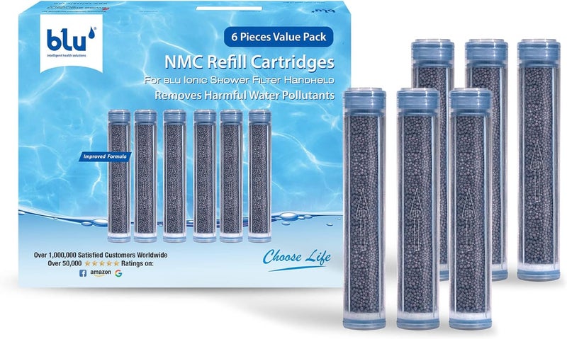 blu NMC Refill Cartridge for Handheld blu Ionic Shower Filter - Nano Molecular Cluster technology - Combo Pack (6 units Value Pack) - Image 1