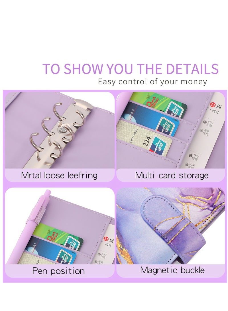 SOLARAE A6 PU Leather Budget Binder Planner Budget Binder with Zipper Envelope Budget Binder with 12 Pieces Clear Zipper Envelope 12 Pieces Budget Sheet Cash Envelope for Budgeting Save Money - Image 5