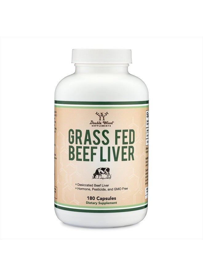 Double Wood Supplements Grass Fed Beef Liver, 180 Capsules - Image 2