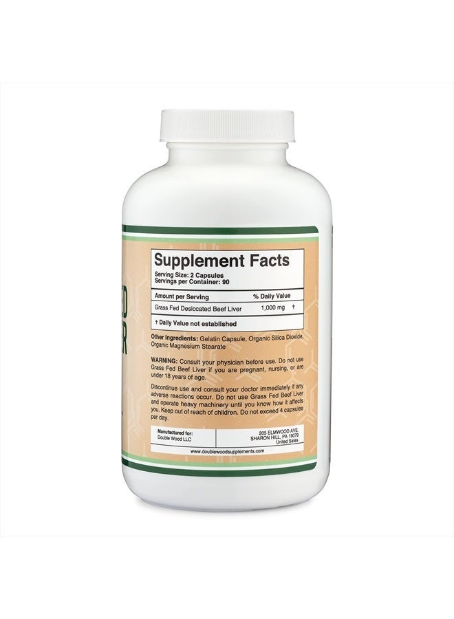 Double Wood Supplements Grass Fed Beef Liver, 180 Capsules - Image 3