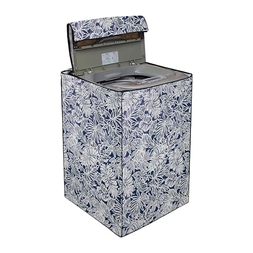 Wings Star Washing Machine Cover Top Load 6 kg, 6.5 kg, 7kg & 7.5 kg - Waterproof & Dust-Proof Fully Automatic Washing Machine Cover (Blue Leaf), Polyester - Image 2