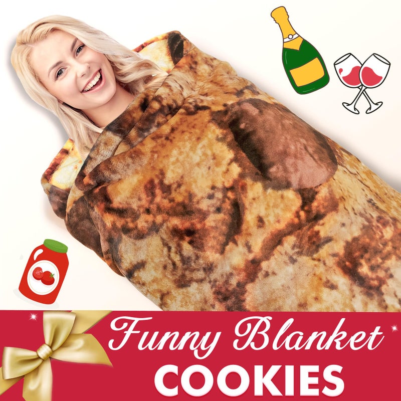 Jorbest Cookies Blanket Adult Kids and Baby Size for Birthday Gifts  Double Sided Food Throw Blanket Funny Gifts for Women Men Teen  285 GSM Soft Flannel Taco Blanket (Dark Brown  80 inches) - Image 4