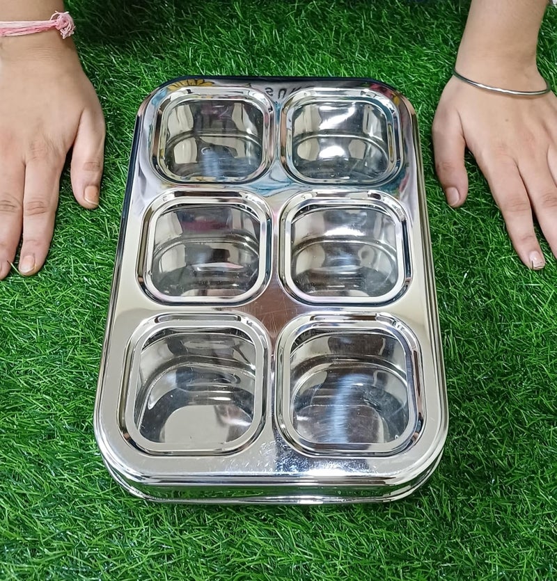 NYRA Stainless Steel Dry fruitSpice Box for KitchenOrganiser with compartments SeeThrough Lid MasalaDry Fruit Box Square Box for KitchenMultipurpose box 6 - Image 2