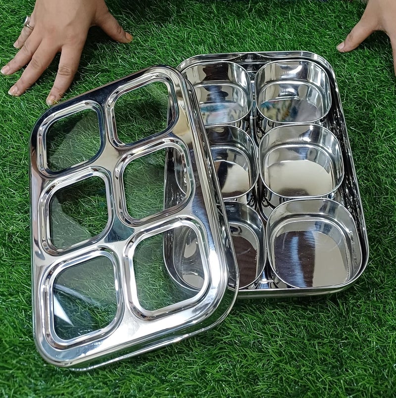 NYRA Stainless Steel Dry fruitSpice Box for KitchenOrganiser with compartments SeeThrough Lid MasalaDry Fruit Box Square Box for KitchenMultipurpose box 6 - Image 4