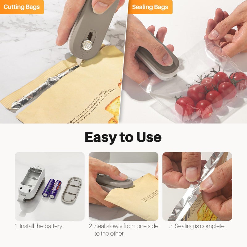 ODSD 2 in 1 Mini Bag Sealer Heat Seal and Cutter With Lanyard - Portable Handheld Chip Heat Sealer for Snacks, Candies, Plastic Food Storage (Batteries Included) - Image 3