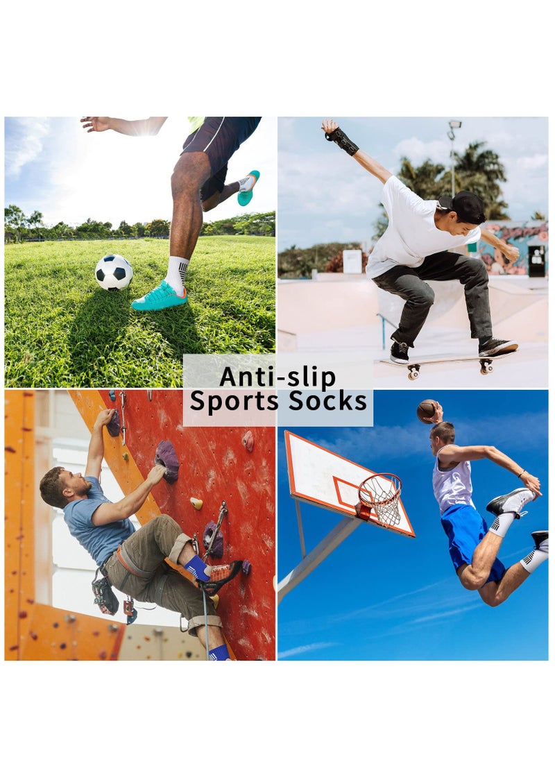 SOLARAE Non Slip Grip Socks, Black White Football Sports Trainer Socks for Men 9-12 Anti Blister Cushioned Breathable Comfortable Basketball Tennis Athletic Socks with Rubber Dots - Image 5