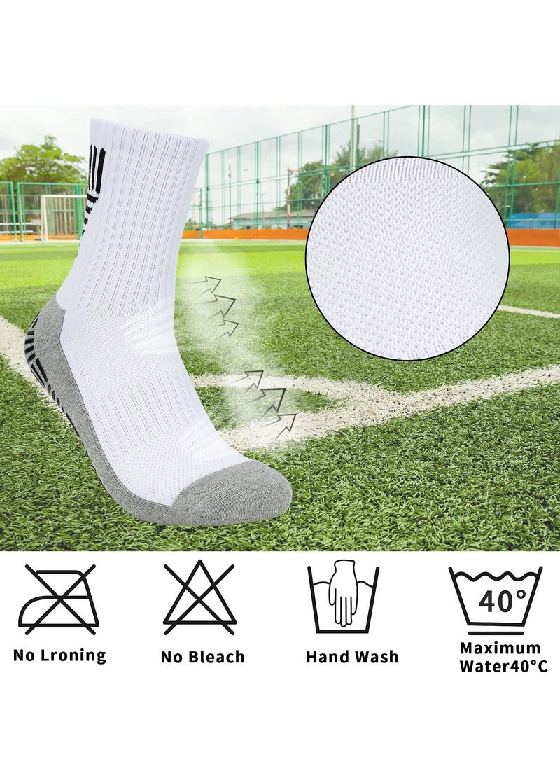 SOLARAE Non Slip Grip Socks, Black White Football Sports Trainer Socks for Men 9-12 Anti Blister Cushioned Breathable Comfortable Basketball Tennis Athletic Socks with Rubber Dots - Image 2