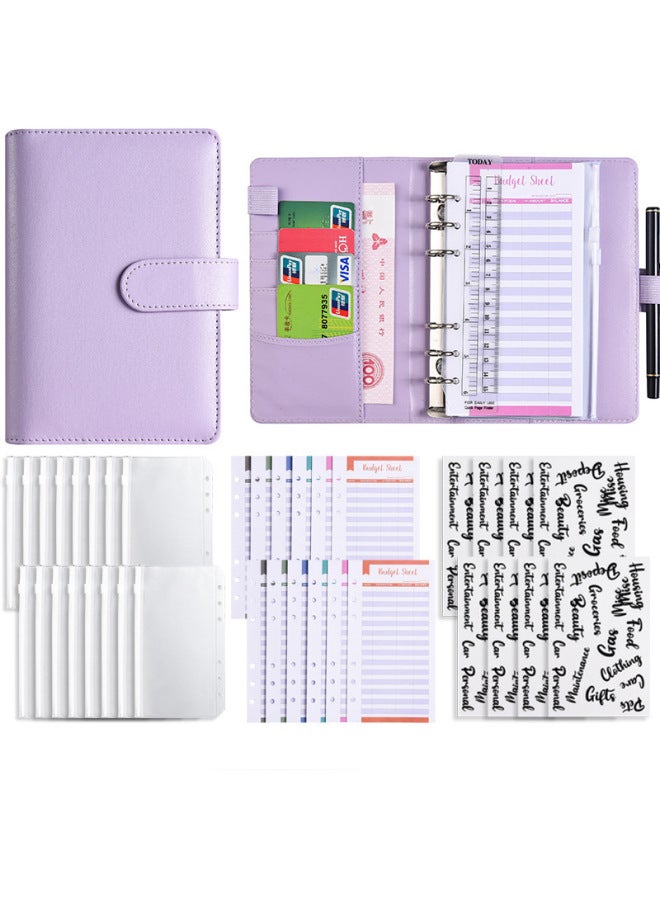 Start A6 Binder Creative Notebook Zipper Bag Macaron Pu Leather Loose-leaf Book Cash Budget Hand Book - Image 1