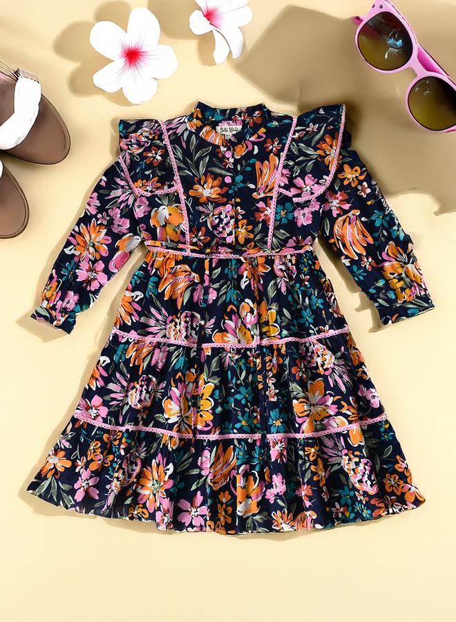 بيلا مودا فستان بنقوش الزهور بكشكشة - Image 1