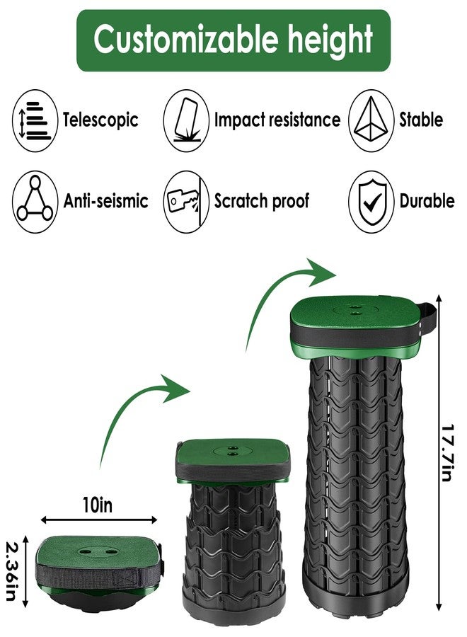 aboutool Folding Camping Stool, Square Collapsible Portable Stool,Collapsible Stool with Elastic Seat Cushion& Adjustable Nylon Bag, Sturdy Lightweight Telescoping Foldable Stool,Max Load 485lb (Green) - Image 2