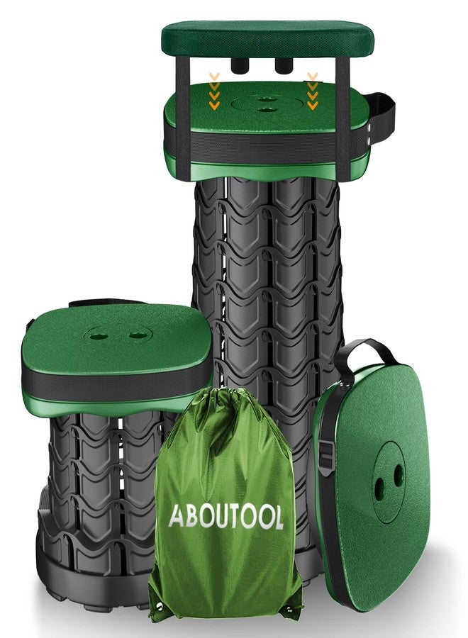 aboutool Folding Camping Stool, Square Collapsible Portable Stool,Collapsible Stool with Elastic Seat Cushion& Adjustable Nylon Bag, Sturdy Lightweight Telescoping Foldable Stool,Max Load 485lb (Green) - Image 1