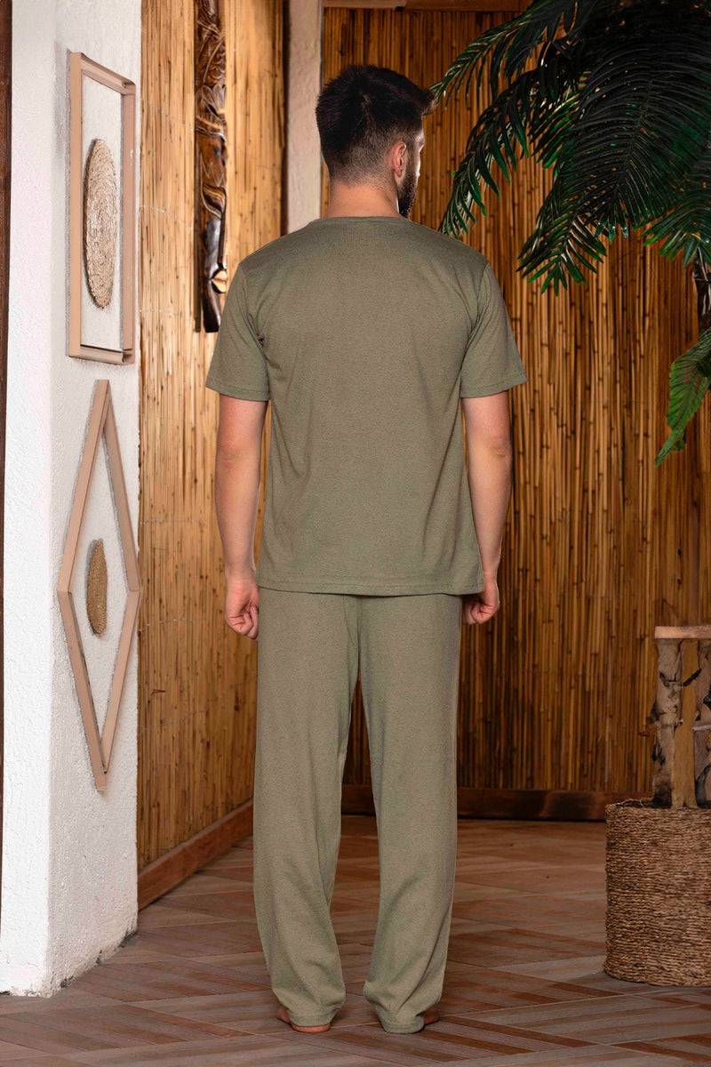 Nisanca Summer Short Sleeve 100% Cotton Men's Pajamas Set  - Image 3